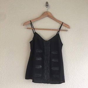 Classic black silky camisole with sequin detail